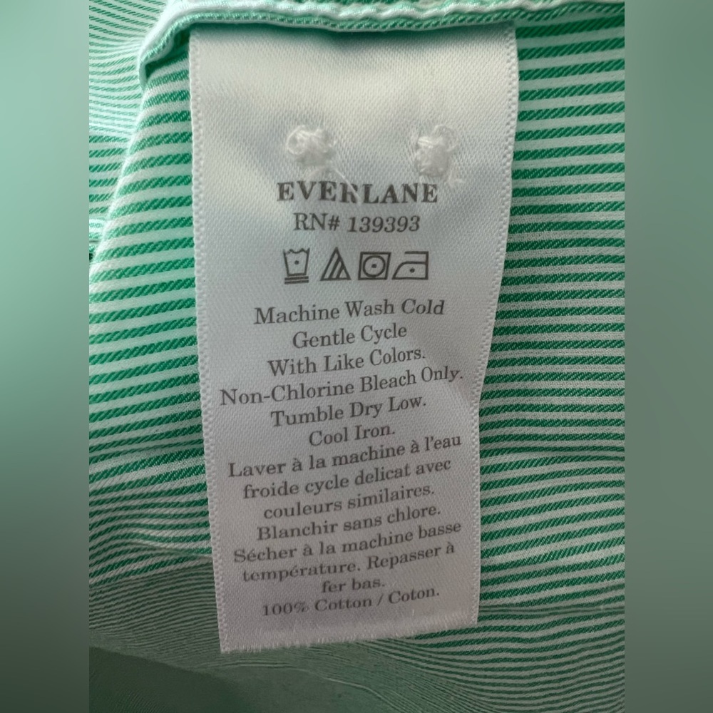 Everlane Green Pin Stripe Button Down Top NWT - Picture 5 of 7